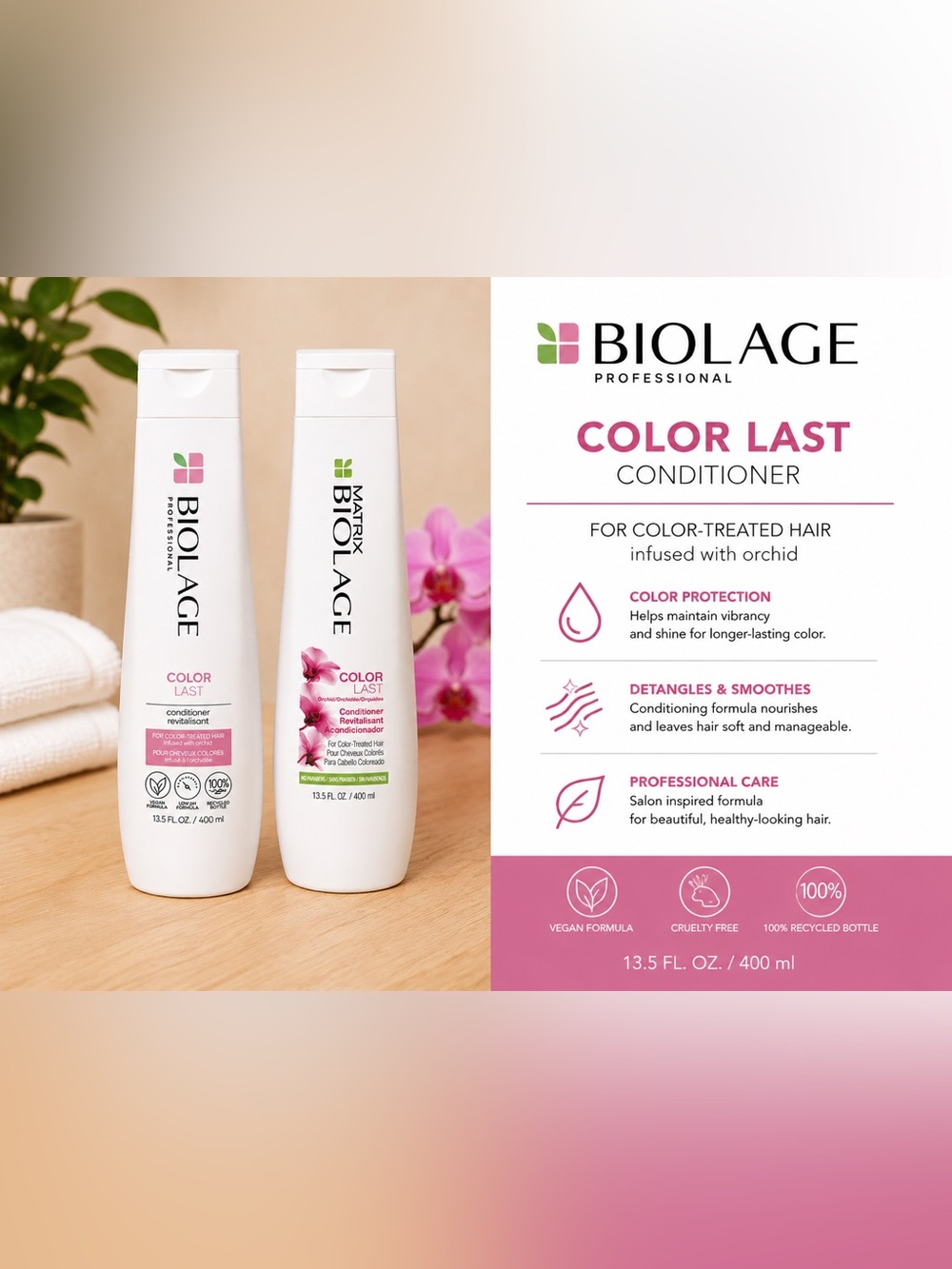 Biolage Color Last Conditioner — White with Pink Accent